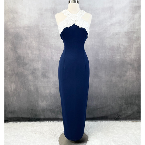 Vintage 80s Scott McClintock Maxi Dress Size 6 Formal Cocktail Sophisticated - Picture 2 of 9